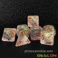 Bescon Iridecent DICE SHIMERY DICE Conjunto de bronze-Golden, RPG 7-DICE Conjunto em embalagem de caixa de tijolos